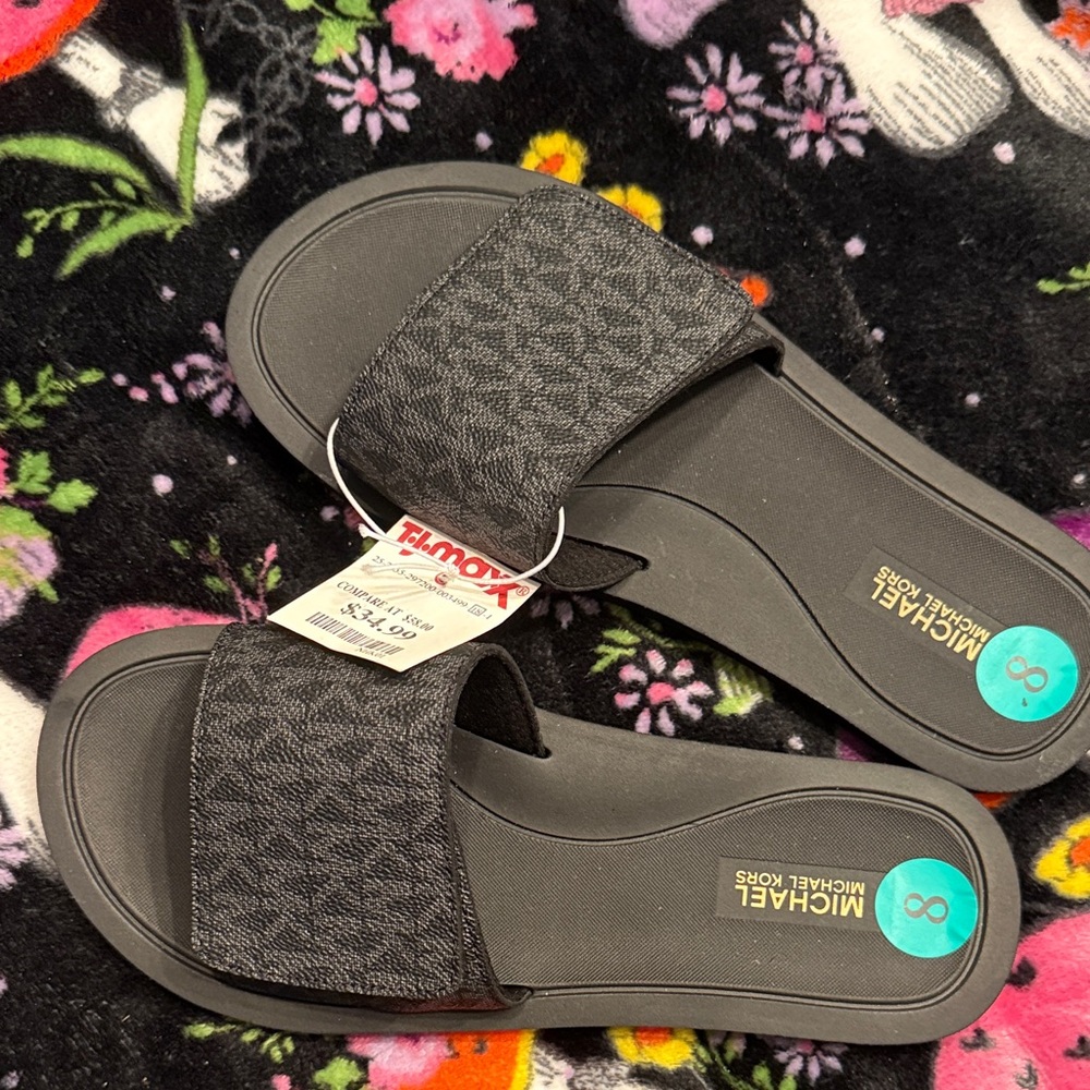 Michael Kors Charcoal Slide Sandals
